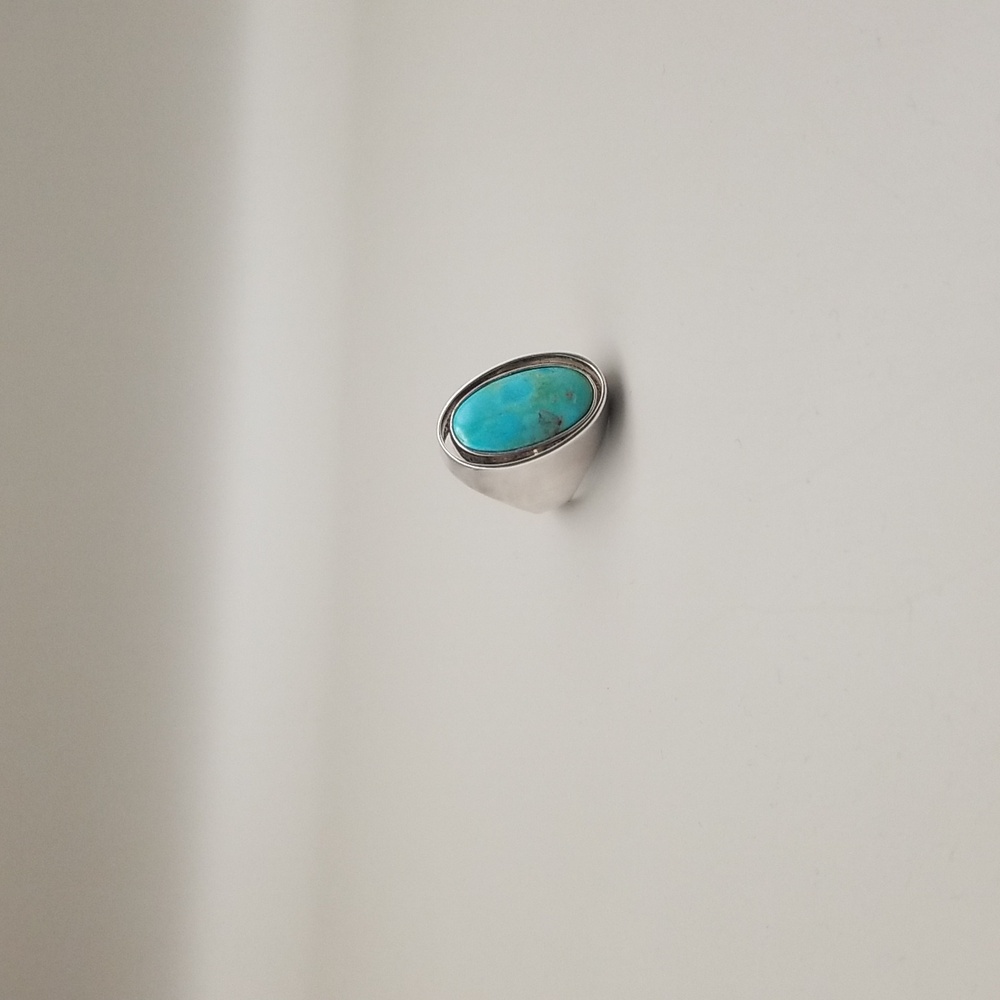 Source Unknown Turquoise Oval Silver Ring
